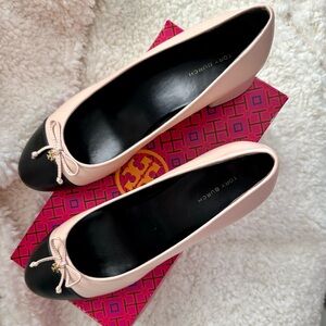 Tory Burch Black and Pink Loafers